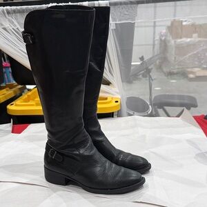 Born Black Leather Knee-High Zip Boots